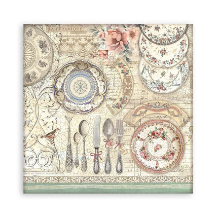 Papierblock 20,3x20,3 cm - 22 Blatt - Einseitig Brocante Antiques