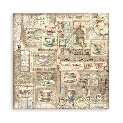Papierblock 20,3x20,3 cm - 22 Blatt - Einseitig Brocante Antiques