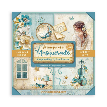 Papierblock 20,3x20,3 cm - 22 Blatt - Einseitig Masquerade