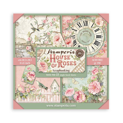 Papierblock 20,3x20,3 cm - 22 Blatt - Einseitig House of Roses