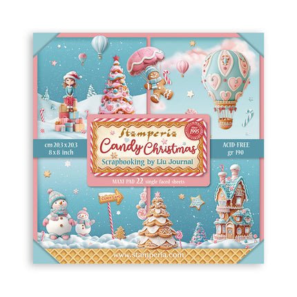 Papierblock 20,3x20,3 cm - 22 Blatt - Einseitig Candy Christmas