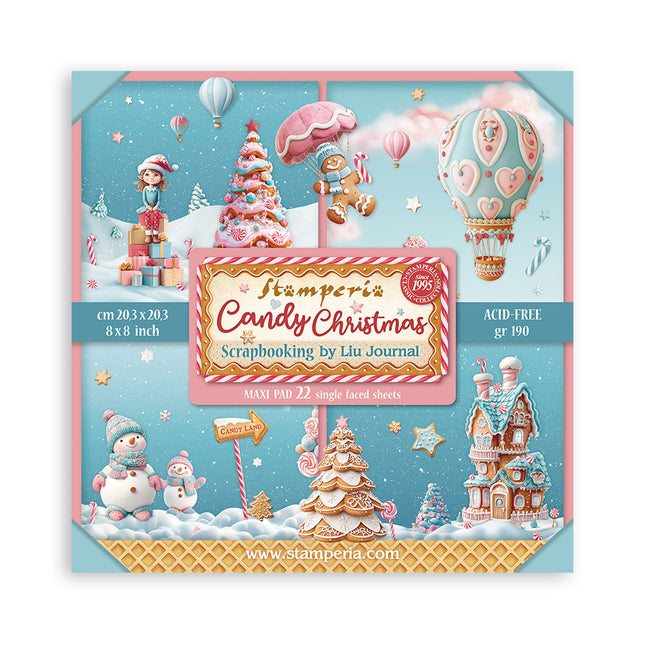 Papierblock 20,3x20,3 cm - 22 Blatt - Einseitig Candy Christmas