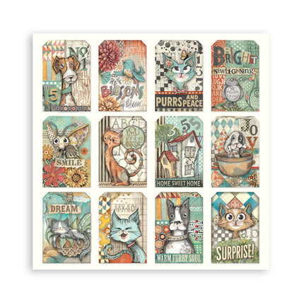 Papierblock 20,3x20,3 cm - 22 Blätter - Einseitig Flauschige Freunde