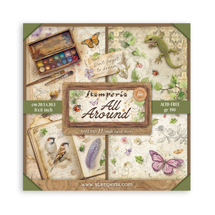 Scrapbooking Bedrucktes Pad für Kunst und Basteln 22 Blatt cm 20,3x20,3 (8"x8") Einseitig - Rundum