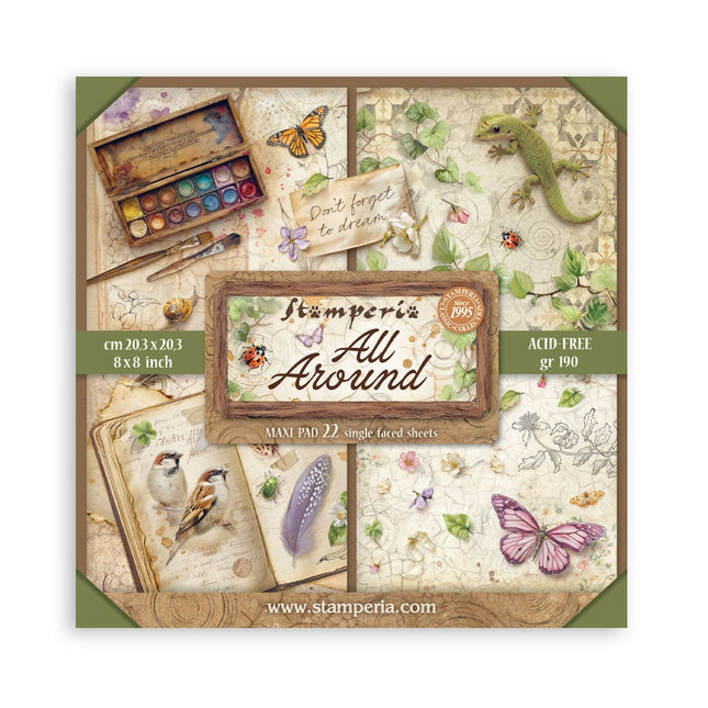 Scrapbooking Bedrucktes Pad für Kunst und Basteln 22 Blatt cm 20,3x20,3 (8"x8") Einseitig - Rundum