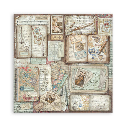 Scrapbooking-Druckblock für Kunst und Handwerk 22 Blatt cm 20,3x20,3 (8"x8") einseitig bedruckt - Symphony