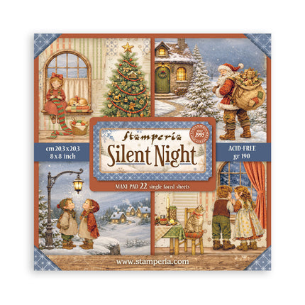 Scrapbooking Printed Pad for Art and Craft 22 sheets cm 20,3X20,3 (8"X8") Single Face Silent Night