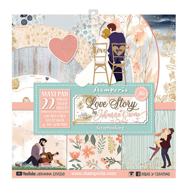 Papierblock 30,5x30,5 cm - 22 Blatt - Einseitig Love Story