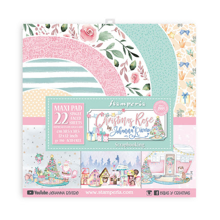 Papierblock 30,5x30,5 cm - 22 Blatt - Einseitig - Weihnachtsrose