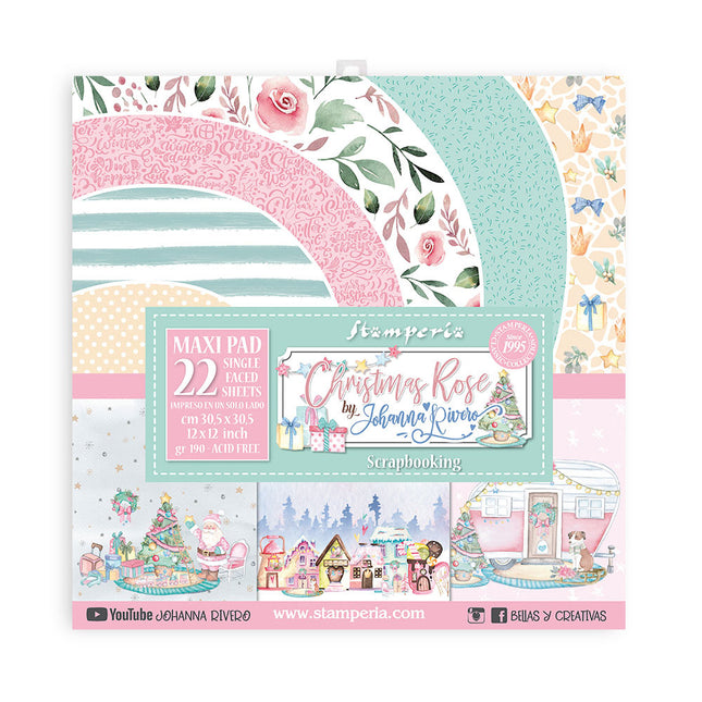 Papierblock 30,5x30,5 cm - 22 Blatt - Einseitig - Weihnachtsrose