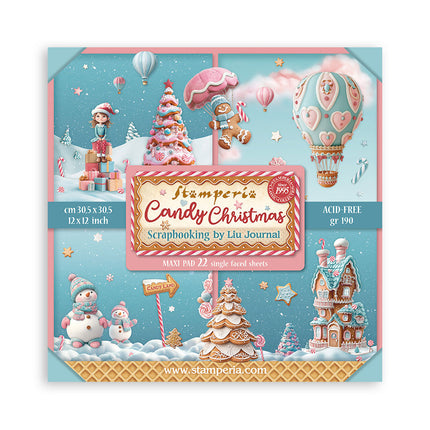Papierblock 30,5x30,5 cm - 22 Blatt - Einseitig - Candy Christmas