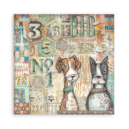 Papierblock 30,5x30,5 cm - 22 Blätter - Einseitig - Flauschige Freunde