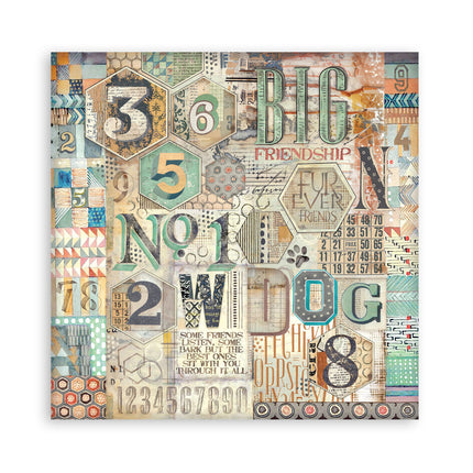 Papierblock 30,5x30,5 cm - 22 Blätter - Einseitig - Flauschige Freunde
