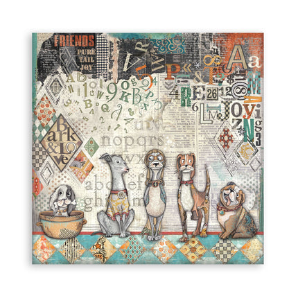 Papierblock 30,5x30,5 cm - 22 Blätter - Einseitig - Flauschige Freunde