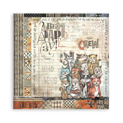 Papierblock 30,5x30,5 cm - 22 Blätter - Einseitig - Flauschige Freunde