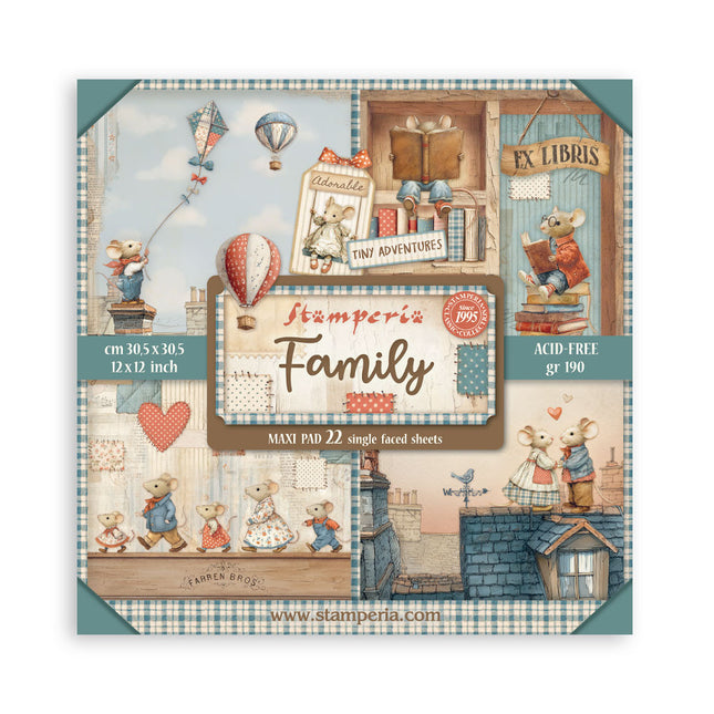 Scrapbooking Block 22 Blatt cm 30,5x30,5 (12"x12") einseitig - Familie  