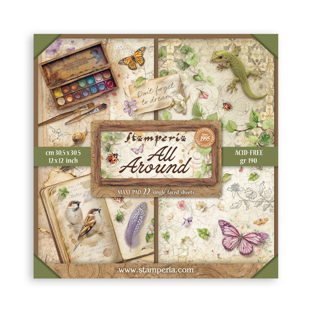 Scrapbooking Bedrucktes Pad für Kunst und Basteln 22 Blatt cm 30,5x30,5 (12"x12") Einseitig - Rundum