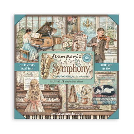 Scrapbooking-Druckblock für Kunst und Handwerk 22 Blatt cm 30,5x30,5 (12"x12") einseitig bedruckt - Symphony