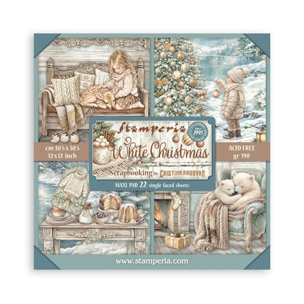 Scrapbooking Printed Pad for Art and Craft 22 sheets cm 30,5x30,5 (12"x12") Single face - White Christmas