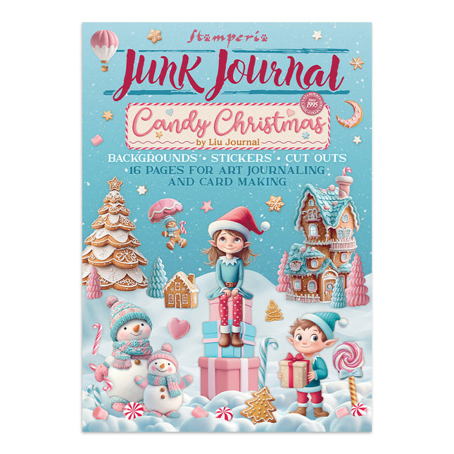 Junk Journal Aufkleber, Ausschneidebögen, Hintergründe - Candy Christmas
