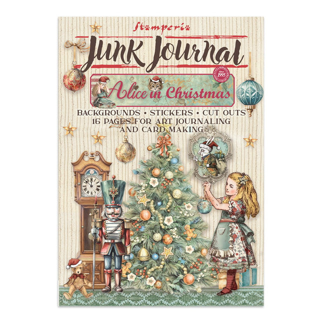 Junk Journal Aufkleber, Ausschneidebögen, Hintergründe - Alice zu Weihnachten