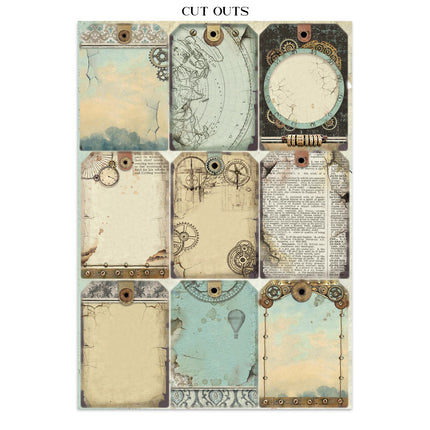 Junk Journal Aufkleber, Ausschnitte, Hintergründe - Fantastische Reisen