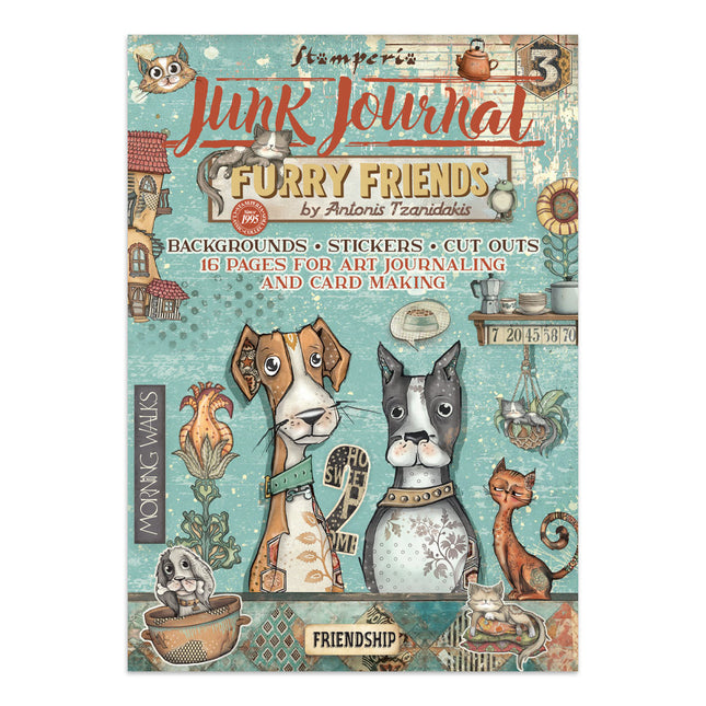 Junk Journal Sticker, Ausschnitte, Hintergründe - Furry Friends