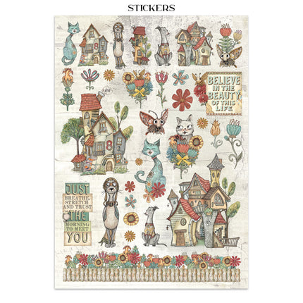 Junk Journal Sticker, Ausschnitte, Hintergründe - Furry Friends