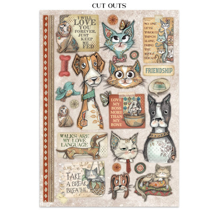 Junk Journal Sticker, Ausschnitte, Hintergründe - Furry Friends