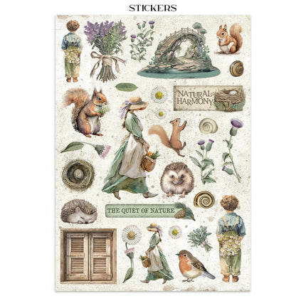 Junk Journal Sticker, Ausschnitte, Hintergründe - Herbarium Silvae