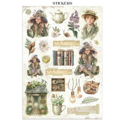 Junk Journal Sticker, Ausschnitte, Hintergründe - Herbarium Silvae