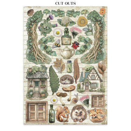 Junk Journal Sticker, Ausschnitte, Hintergründe - Herbarium Silvae
