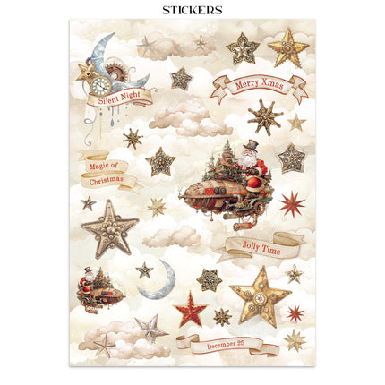 Junk Journal Sticker, Ausschnitte, Hintergründe - Gear up for Christmas