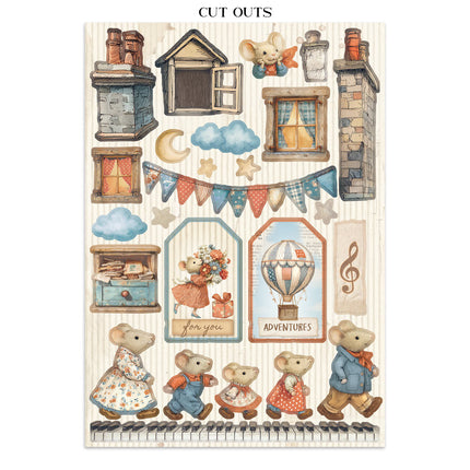 Junk Journal Sticker, Ausschnitte, Hintergründe - Familie  