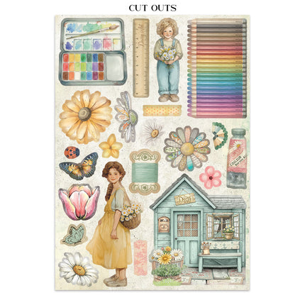 Junk Journal Aufkleber, Ausschnitte, Hintergründe - Daisy Art