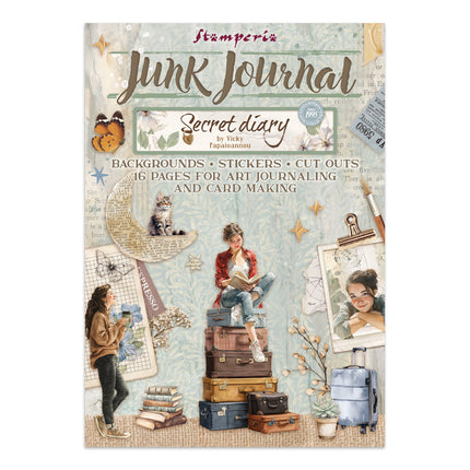 Junk Journal Aufkleber, Ausschnitte, Hintergründe - Secret Diary