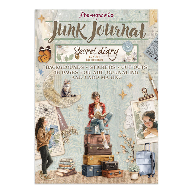 Junk Journal Aufkleber, Ausschnitte, Hintergründe - Secret Diary
