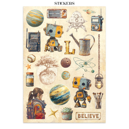 Junk Journal Sticker, Ausschnitte, Hintergründe - A new Beginning