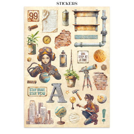 Junk Journal Sticker, Ausschnitte, Hintergründe - A new Beginning