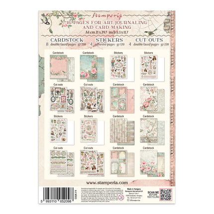 Bedrucktes Kunst-Junk Journal: Aufkleber, Ausschneidebögen, Hintergründe für Kunst und Handwerk - House of Roses