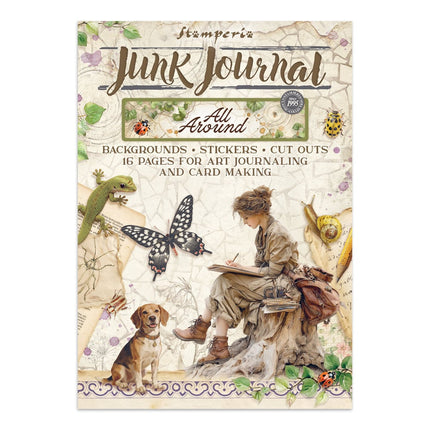 Bedrucktes Art Junk Journal: Sticker, Ausschneidebögen, Hintergründe für Kunst und Basteln - Rundum