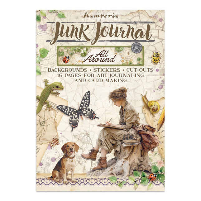 Bedrucktes Art Junk Journal: Sticker, Ausschneidebögen, Hintergründe für Kunst und Basteln - Rundum