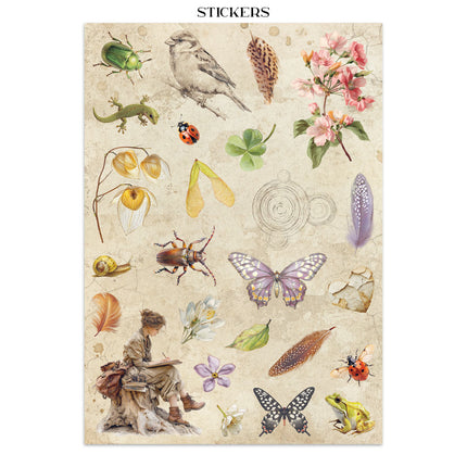 Bedrucktes Art Junk Journal: Sticker, Ausschneidebögen, Hintergründe für Kunst und Basteln - Rundum