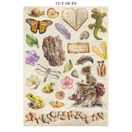Bedrucktes Art Junk Journal: Sticker, Ausschneidebögen, Hintergründe für Kunst und Basteln - Rundum