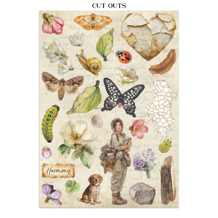 Bedrucktes Art Junk Journal: Sticker, Ausschneidebögen, Hintergründe für Kunst und Basteln - Rundum