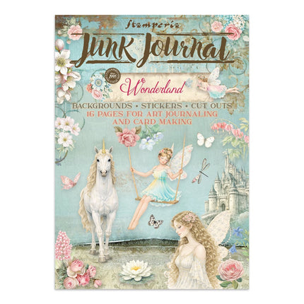 Bedrucktes Art Junk Journal: Sticker, Ausschneidebögen, Hintergründe für Kunst und Basteln - Wunderland