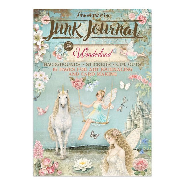 Bedrucktes Art Junk Journal: Sticker, Ausschneidebögen, Hintergründe für Kunst und Basteln - Wunderland