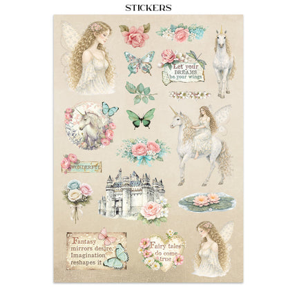 Bedrucktes Art Junk Journal: Sticker, Ausschneidebögen, Hintergründe für Kunst und Basteln - Wunderland