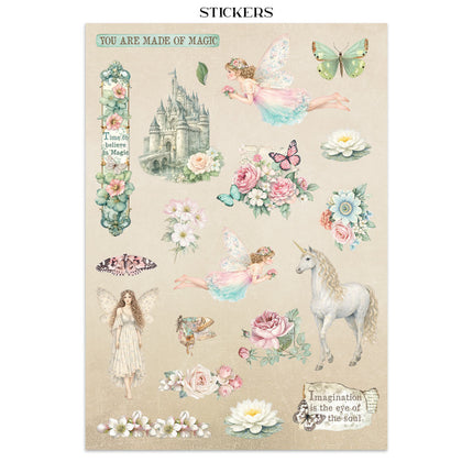 Bedrucktes Art Junk Journal: Sticker, Ausschneidebögen, Hintergründe für Kunst und Basteln - Wunderland