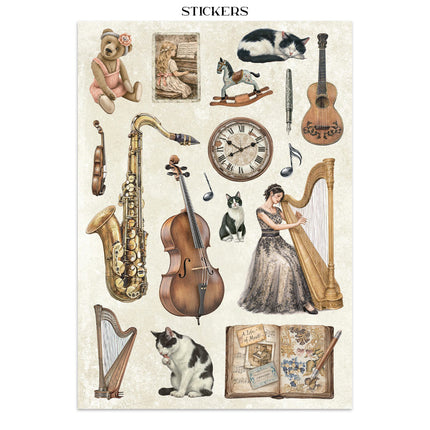 Bedrucktes Art Junk Journal: Sticker, Ausschnitte, Hintergründe für Kunst und Handwerk - Symphony